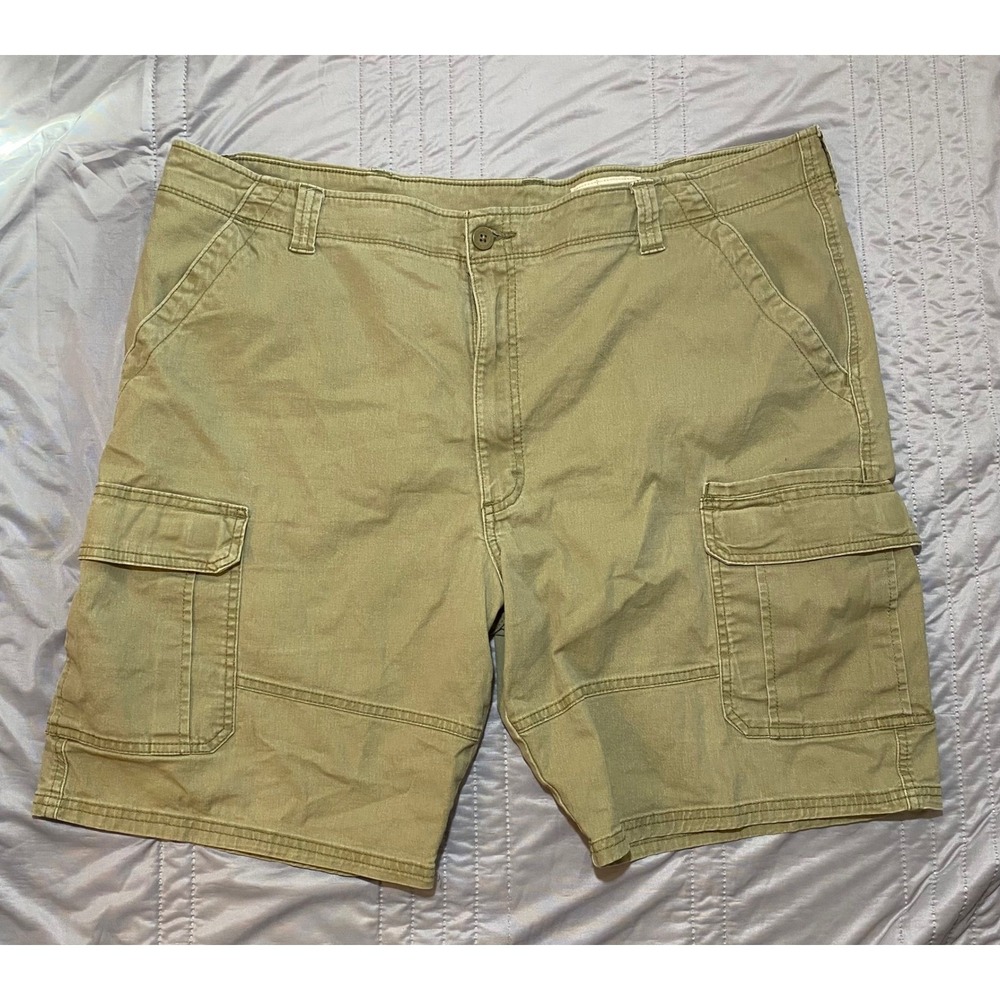 Wrangler Mens Relaxed Fit Cargo Shorts Khaki Cotton Spandex Blend Sz 42 Rip Stop